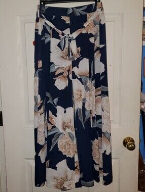 5 for $25 | NLW Belted Floral Wide Leg Palazzo Pants